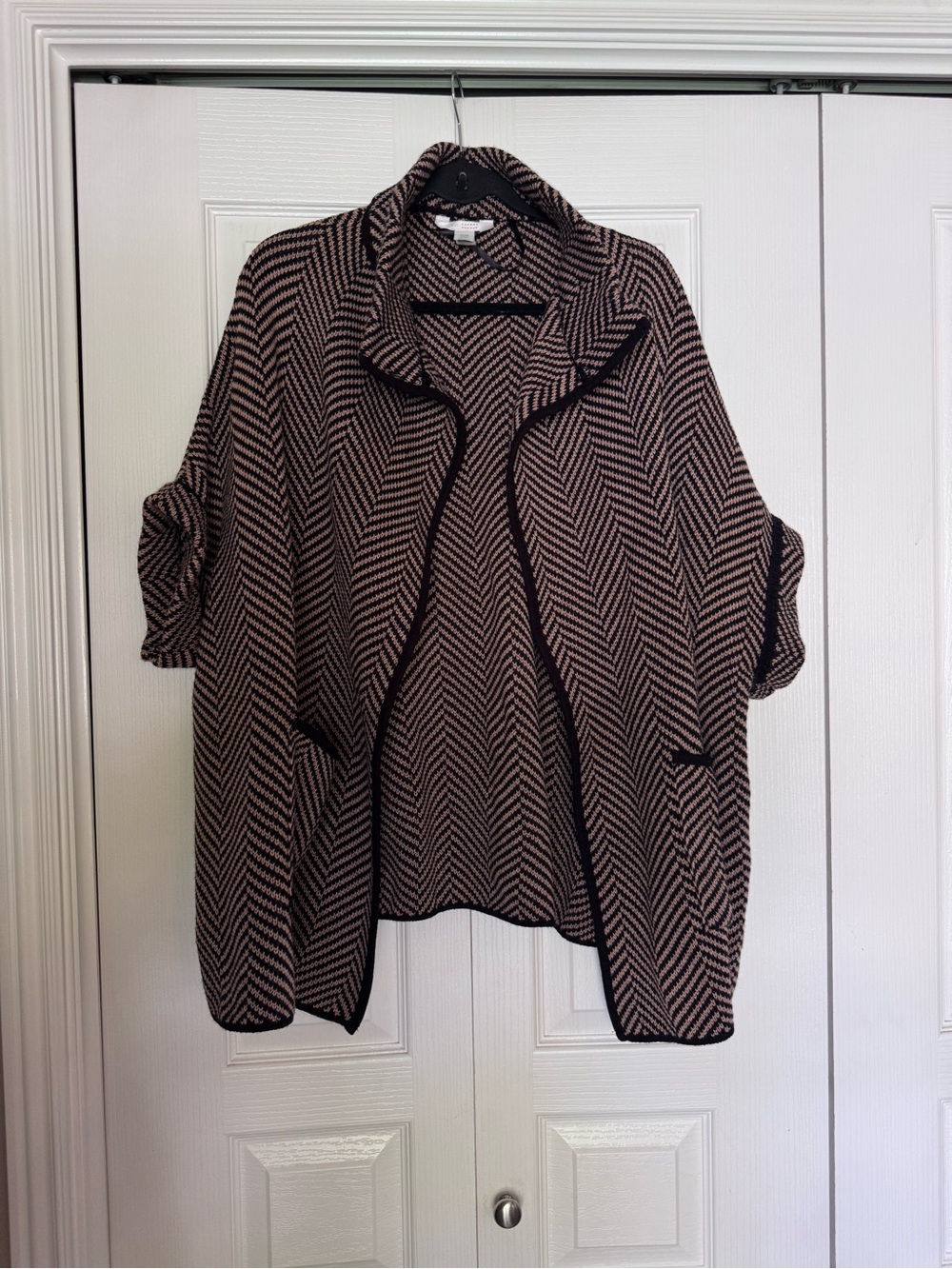 LC Lauren Conrad Chevron/Herringbone Riding Cape Sweater - One Size